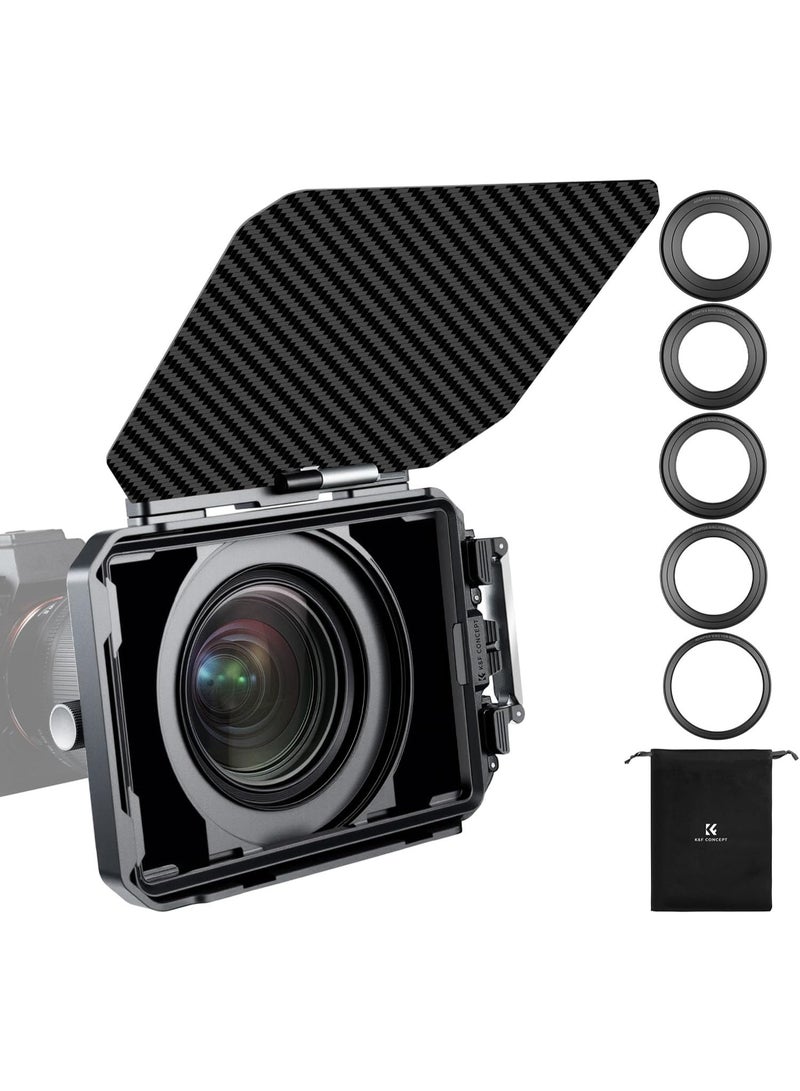 كيه آند إف كونسبت صندوق عدسة K&F CONCEPT، صندوق عدسة لكاميرا DSLR مع غطاء علوي من ألياف الكربون، مع حلقات محول 67/72/77/82/95 مم لفلتر ND UV/فلتر دائري 4x5.65 - Image 1